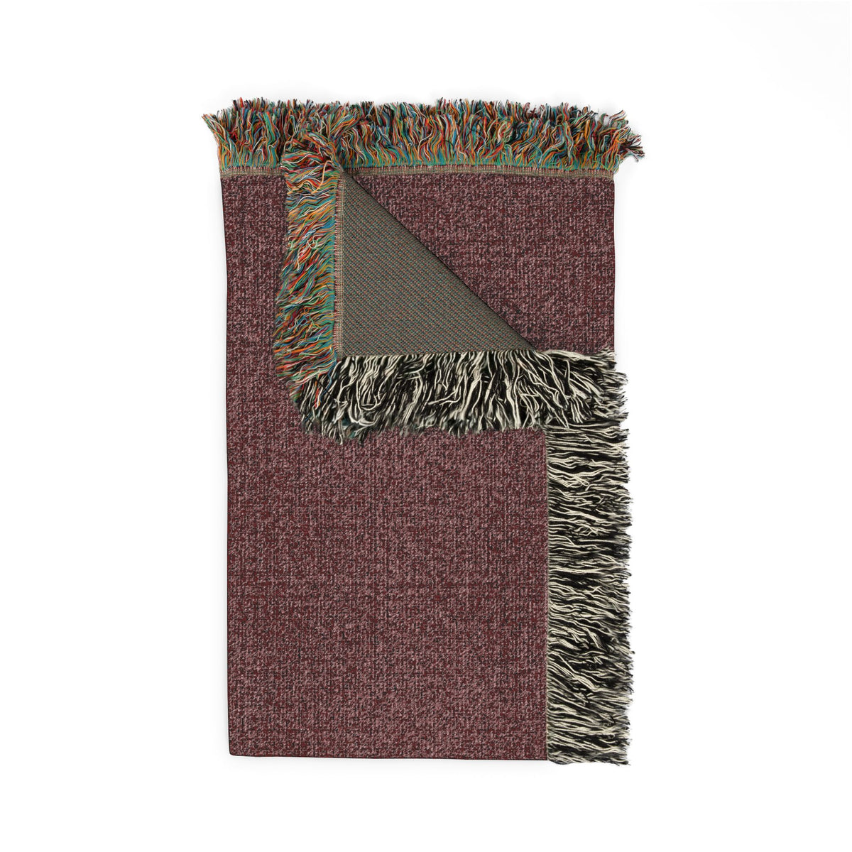 Burgundy and Fringe Woven Throw