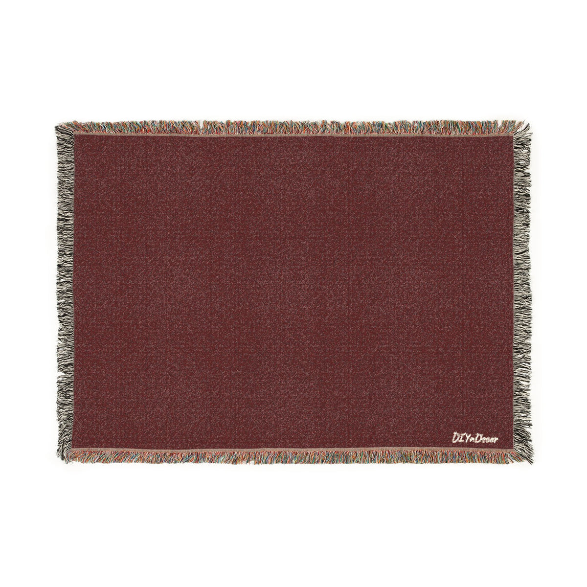 Burgundy and Fringe Woven Throw