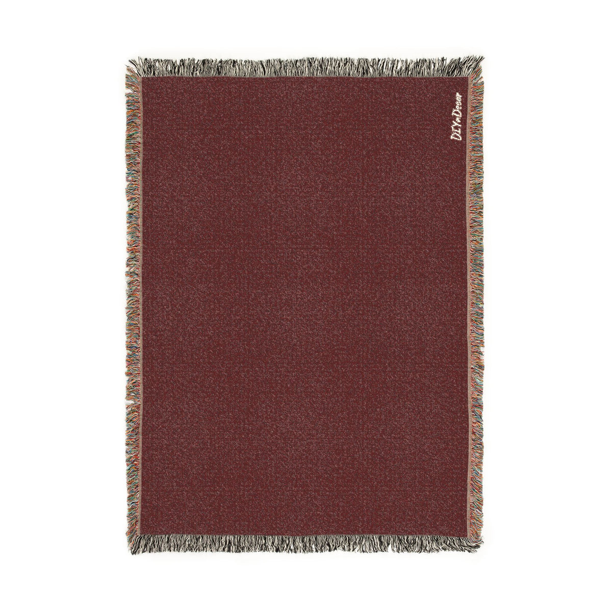 Burgundy and Fringe Woven Throw