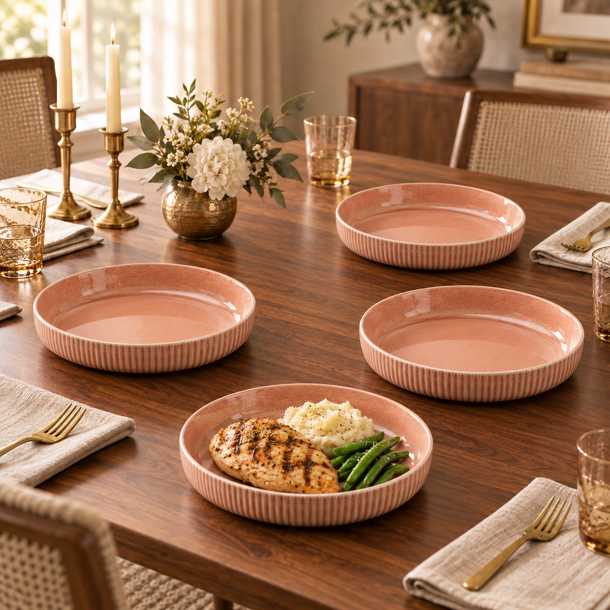 Blush Shallow Bowls — Set of 4