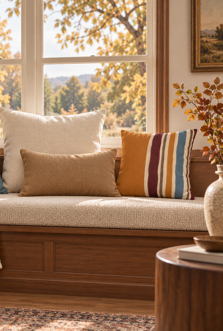 Atelier Stripe + Mustard Faux Suede Pillow Cover