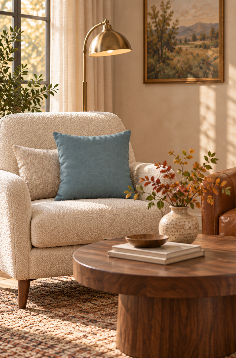 Dusty Blue Faux Suede Pillow Cover