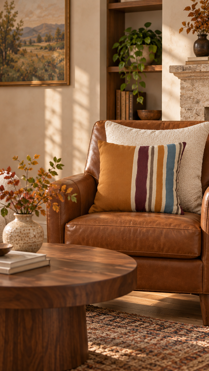 Atelier Stripe + Mustard Faux Suede Pillow Cover