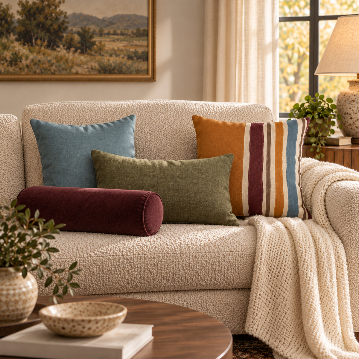 Atelier Stripe + Mustard Faux Suede Pillow Cover