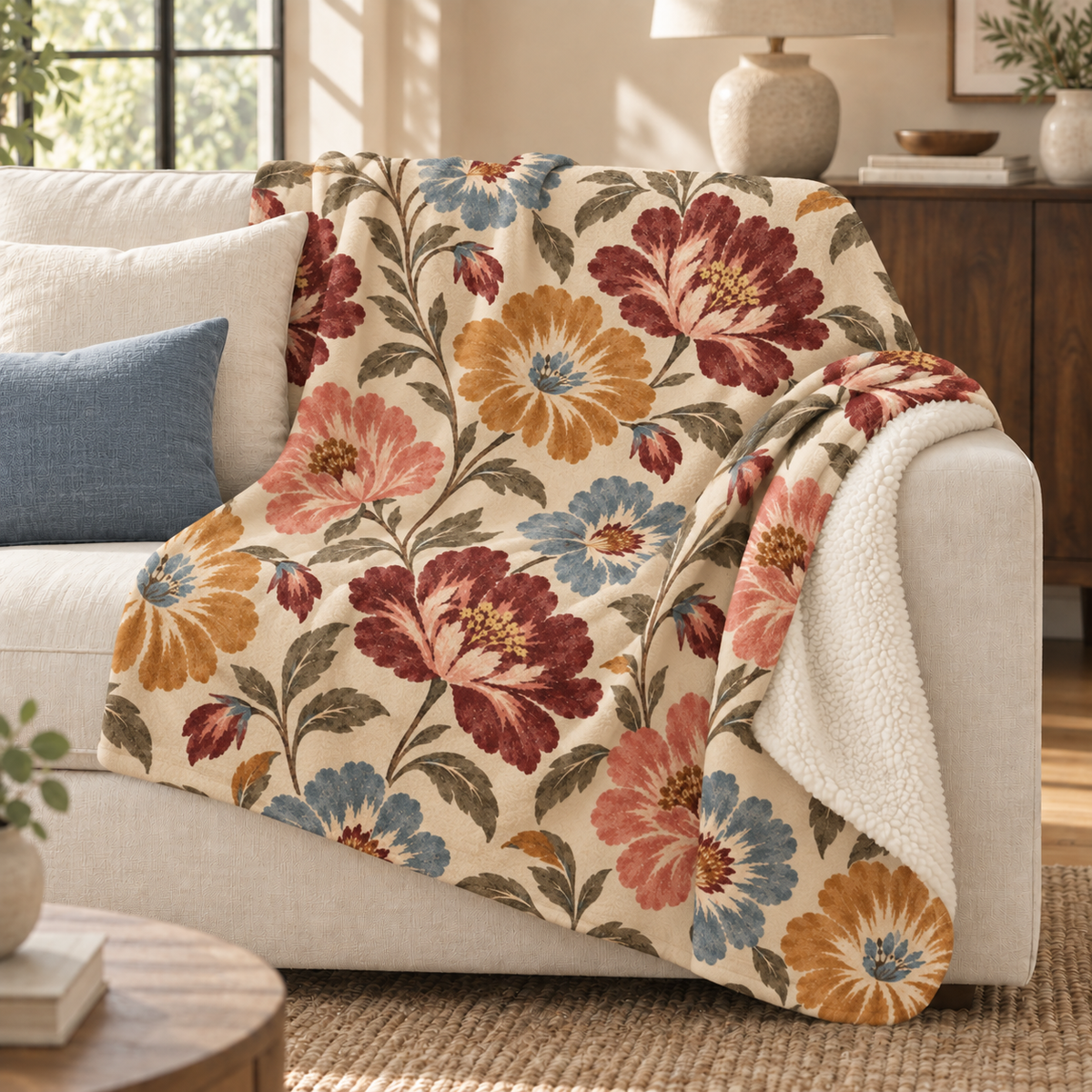 Heirloom Bloom Sherpa Throw