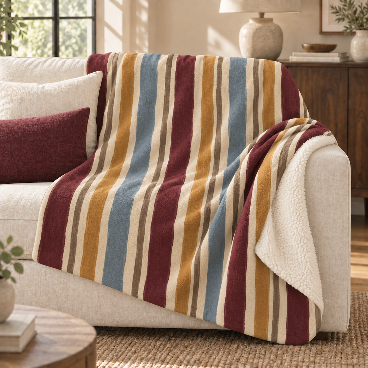 Atelier Stripe Sherpa Throw