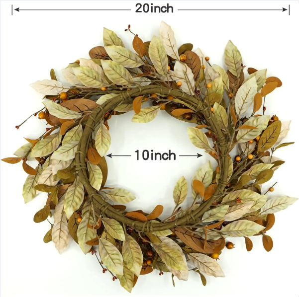 Amber Magnolia & Berry Wreath — 20"