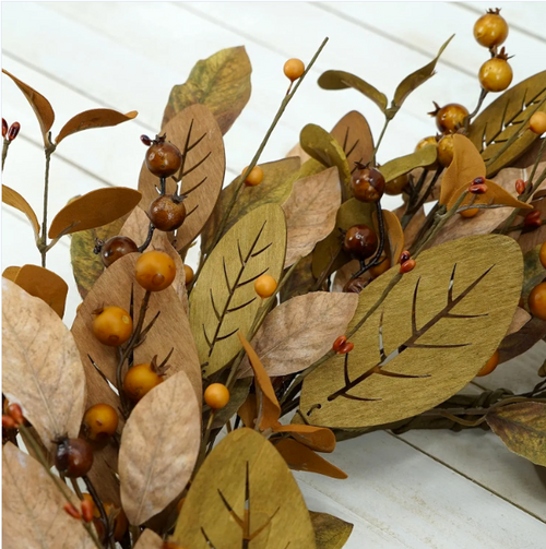 Amber Magnolia & Berry Wreath — 20"